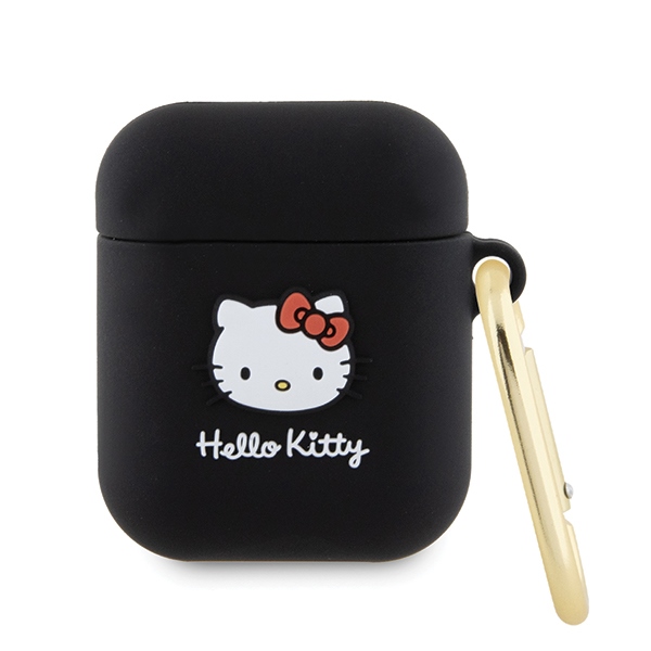 Hello Kitty AirPods 1 / 2 Case Silicone 3D Kitty Head, Black