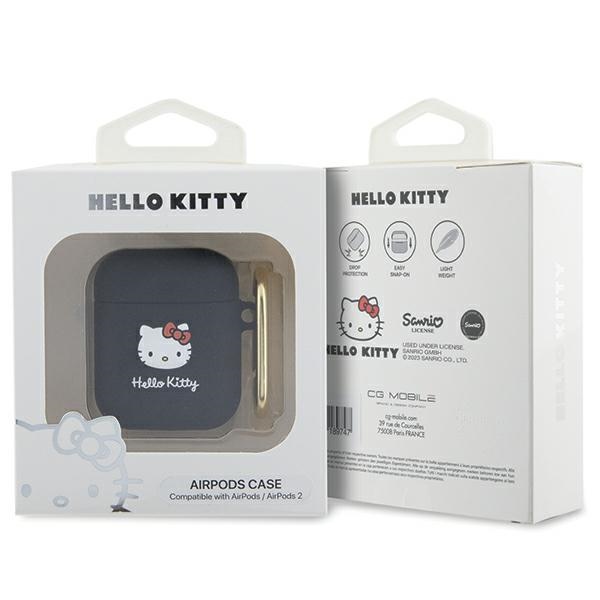 Hello Kitty dėklas AirPods 1 / 2 ausinėms, juodas