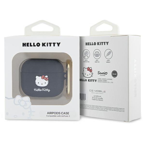 Hello Kitty dėklas AirPods 3 ausinėms, 3D Kitty Head, juodas