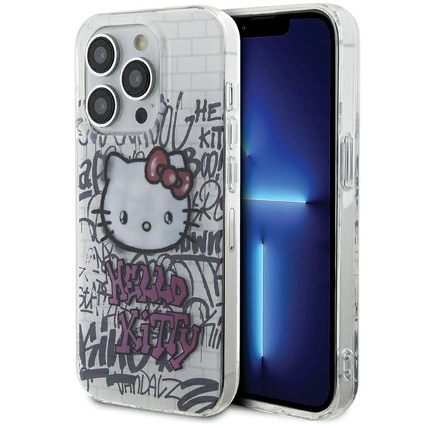 Hello Kitty iPhone 13 Pro Max dėklas IML Kitty On Bricks Graffiti, baltas