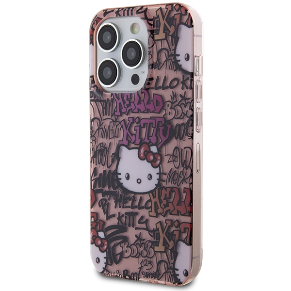 Hello Kitty dėklas iPhone 13 Pro Max IML Tags Graffiti, rožinis