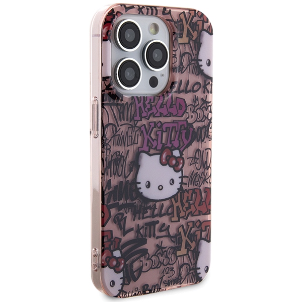 Hello Kitty dėklas iPhone 13 Pro Max IML Tags Graffiti, rožinis