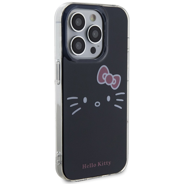 Hello Kitty dėklas iPhone 13 Pro Max telefonui IML Kitty Face, juodas