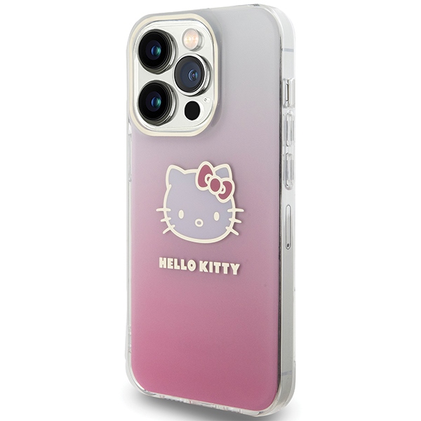 Hello Kitty iPhone 13 Pro Max dėklas IML Gradient Electrop Kitty Head, rožinis