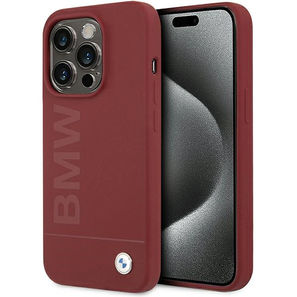 BMW Silicone Big Logo MagSafe dėklas iPhone 15 Pro, raudonas