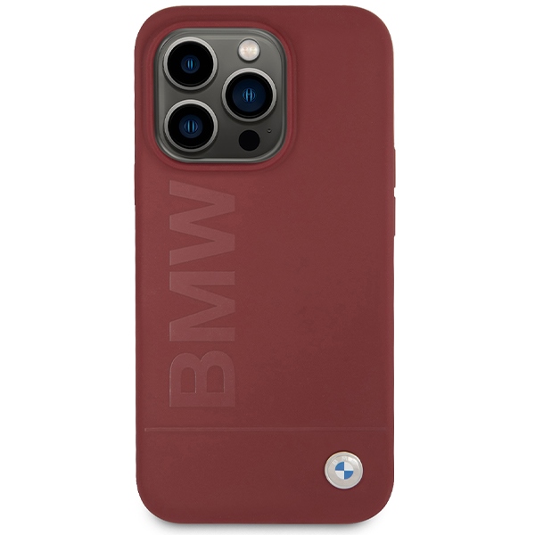 BMW Silicone Big Logo MagSafe dėklas iPhone 15 Pro, raudonas