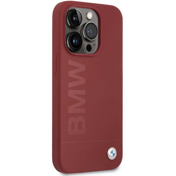 BMW Silicone Big Logo MagSafe dėklas iPhone 15 Pro, raudonas