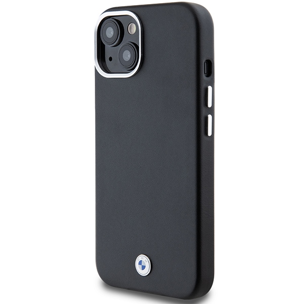 BMW dėklas iPhone 15 Plus / 14 Plus Signature Wrapped Metal MagSafe, juodas