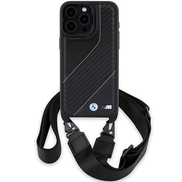 BMW M Edition Carbon Stripe & Strap dėklas iPhone 15 Pro Max, juodas