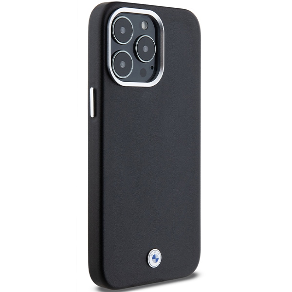 BMW Signature Wrapped Metal MagSafe dėklas iPhone 15 Pro Max, juodas