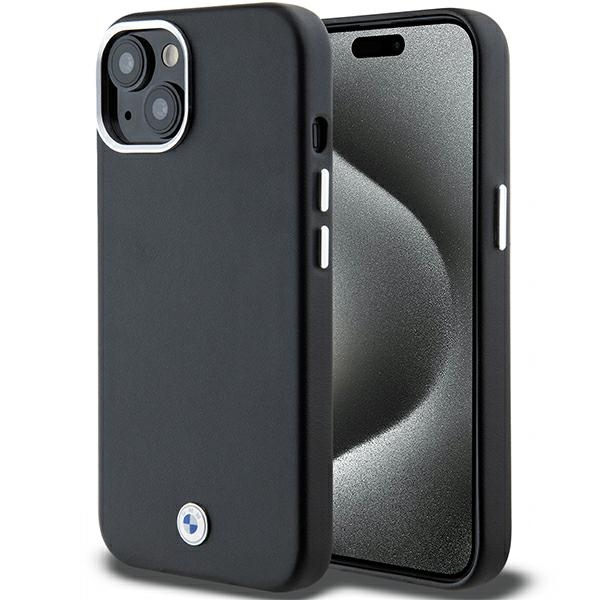 BMW Signature Wrapped Metal MagSafe dėklas iPhone 15 / 14 / 13, juodas