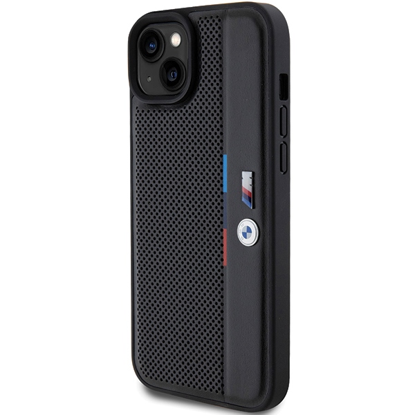BMW Perforated Tricolor Line dėklas iPhone 15 Plus / 14 Plus, juodas