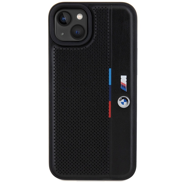 BMW Perforated Tricolor Line dėklas iPhone 15 Plus / 14 Plus, juodas