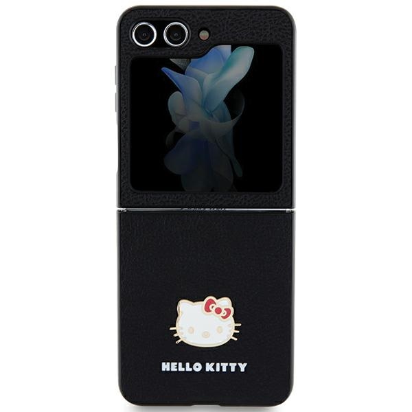 Hello Kitty Samsung Galaxy Z Flip 5 Case Metal Logo Kitty Head, Black