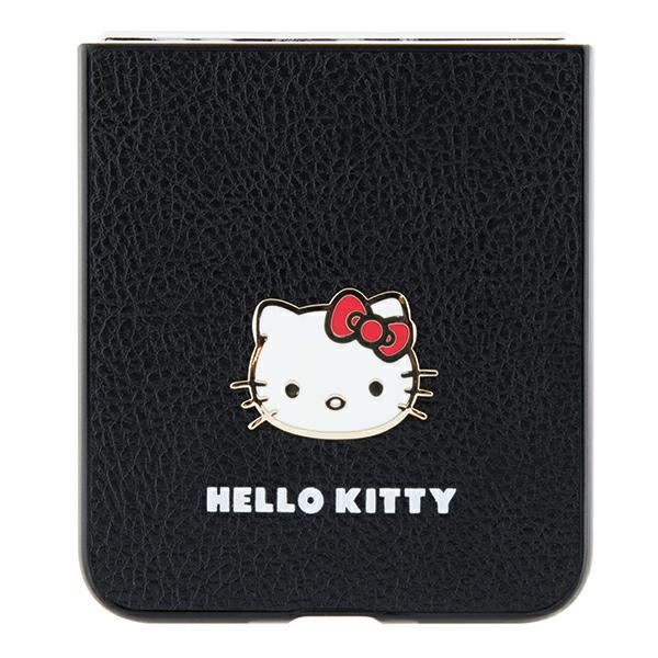 Hello Kitty Samsung Galaxy Z Flip 5 Case Metal Logo Kitty Head, Black