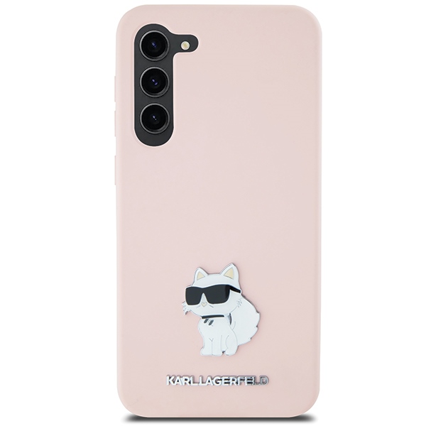 Samsung Galaxy S23 (SM-S911) Karl Lagerfeld Silicone Choupette Metal Pin Case Cover, Pink