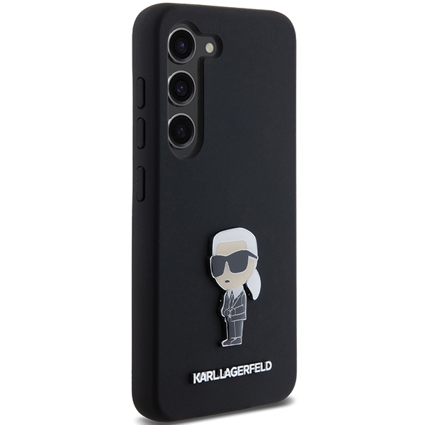 Karl Lagerfeld dėklas Samsung Galaxy S23 telefonui Silicone Ikonik Metal Pin, juodas