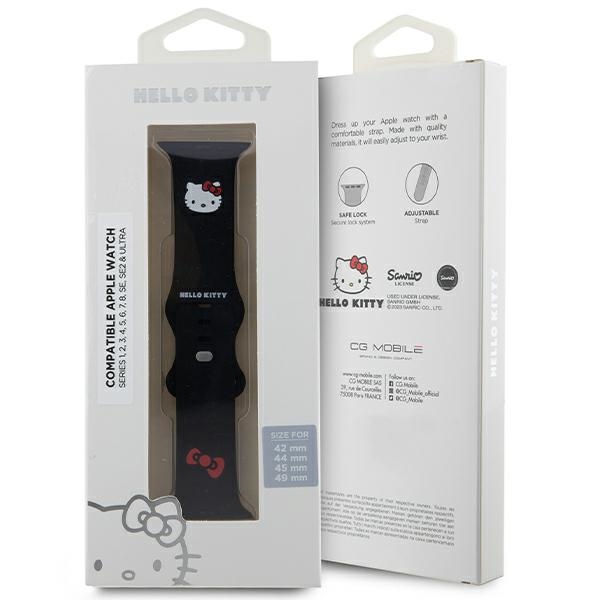 Hello Kitty Apple Watch 42/44/45/49mm silikoninis dirželis, juodas