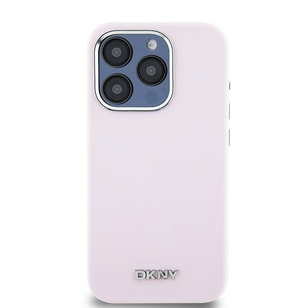 DKNY Liquid Silicone Small Metal Logo MagSafe dėklas iPhone 14 Pro, rožinis
