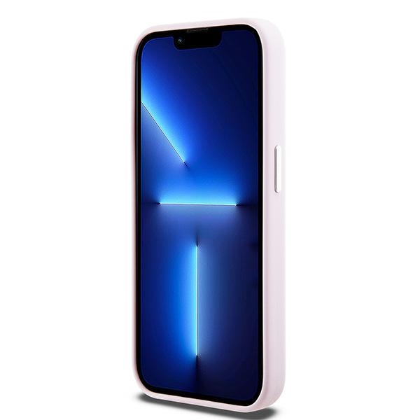 DKNY Liquid Silicone Small Metal Logo MagSafe dėklas iPhone 14 Pro, rožinis