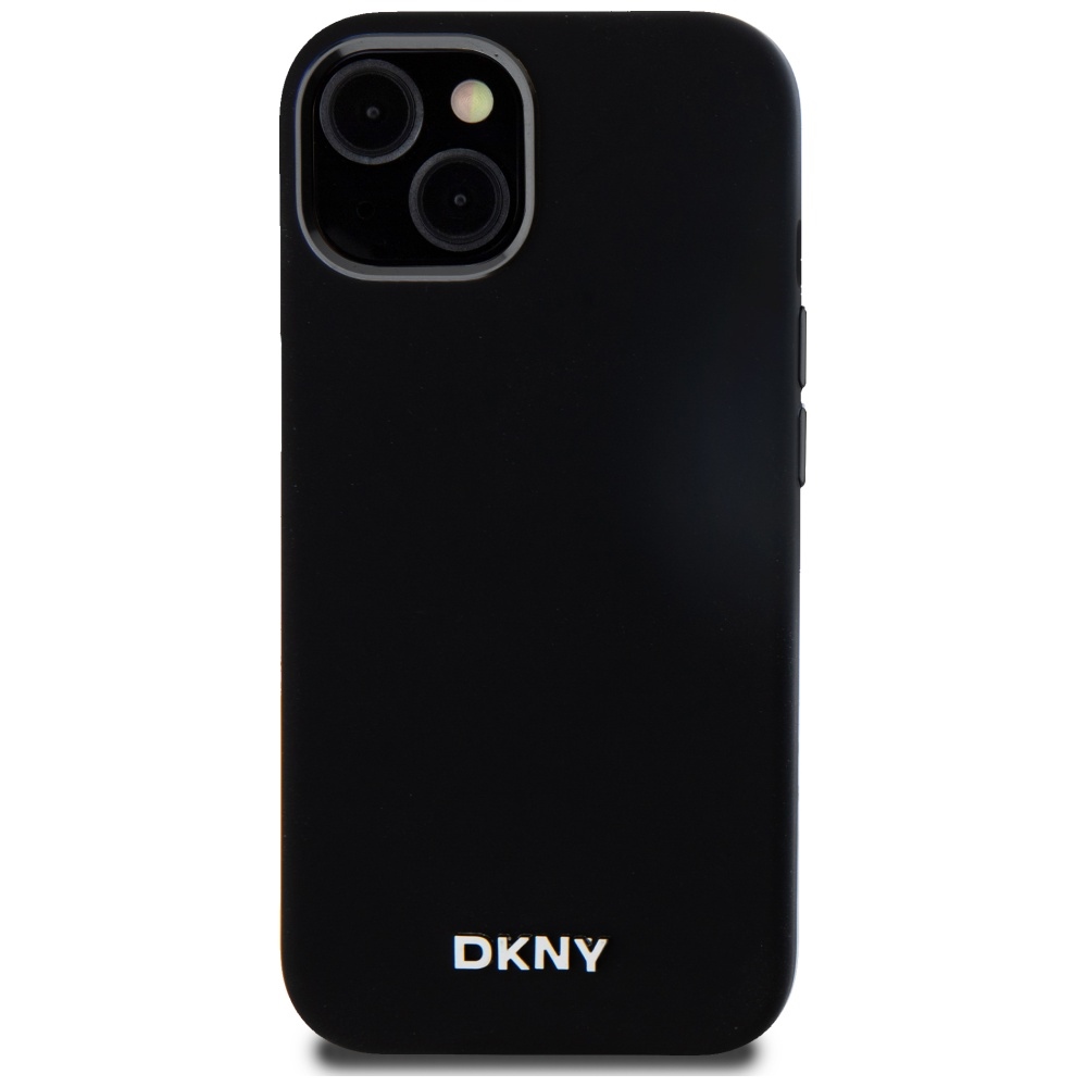 DKNY dėklas iPhone 14 / 15 / 13 telefonui Liquid Silicone MagSafe, juodas