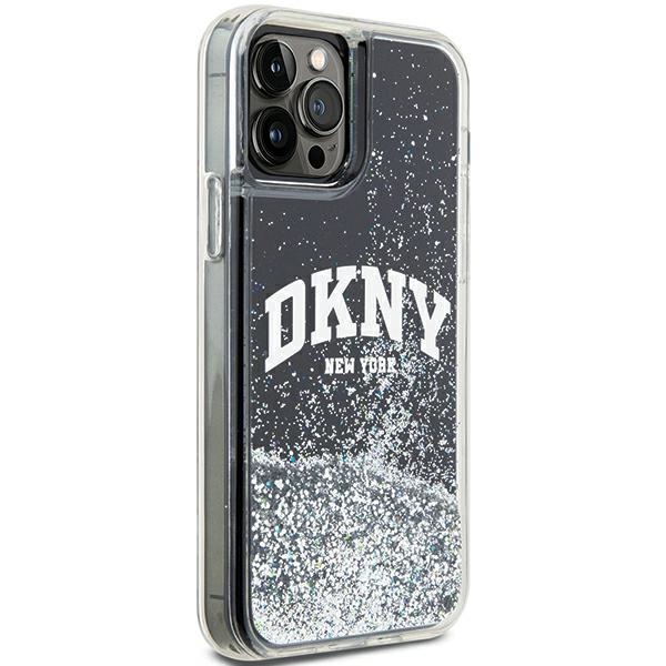 DKNY Liquid Glitter Big Logo dėklas iPhone 12 / 12 Pro telefonui, juodas