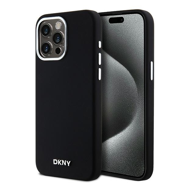 DKNY Liquid Silicone dėklas, skirtas iPhone 14 Pro Max, su MagSafe, juodas