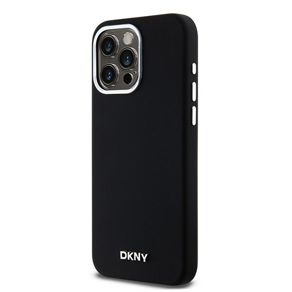 DKNY Liquid Silicone dėklas, skirtas iPhone 14 Pro Max, su MagSafe, juodas
