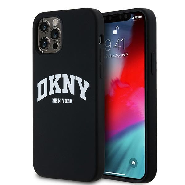DKNY dėklas iPhone 12 / 12 Pro telefonui Liquid Silicone MagSafe, juodas
