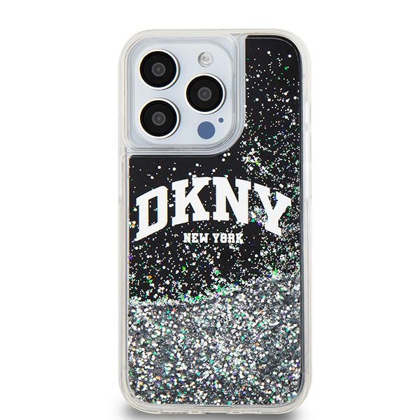 DKNY Liquid Glitter Big Logo dėklas, skirtas iPhone 14 Pro, juodas