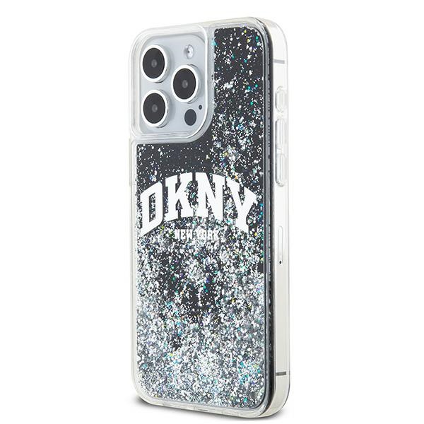DKNY iPhone 14 Pro Max dėklas Liquid Glitter Big Logo, juodas