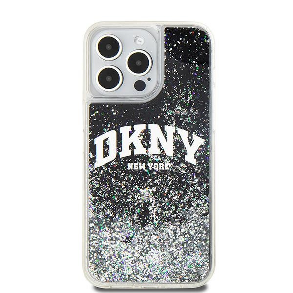 DKNY iPhone 14 Pro Max dėklas Liquid Glitter Big Logo, juodas