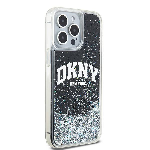 DKNY iPhone 14 Pro Max dėklas Liquid Glitter Big Logo, juodas