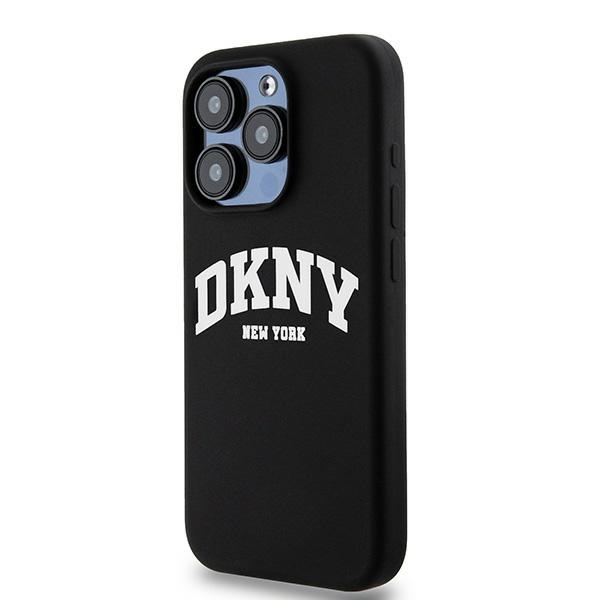 DKNY Liquid Silicone dėklas, skirtas iPhone 14 Pro, su MagSafe, juodas