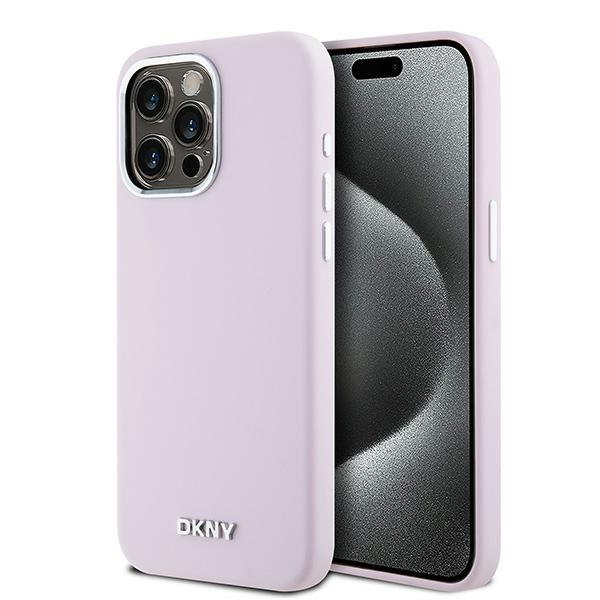 Apple iPhone 15 Pro Max 6.7'' DKNY Liquid Silicone Small Metal Logo MagSafe Case Cover, Pink