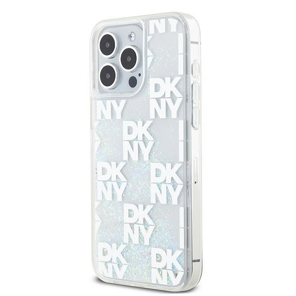 DKNY Liquid Glitter Multilogo dėklas iPhone 15 Pro Max telefonui, baltas