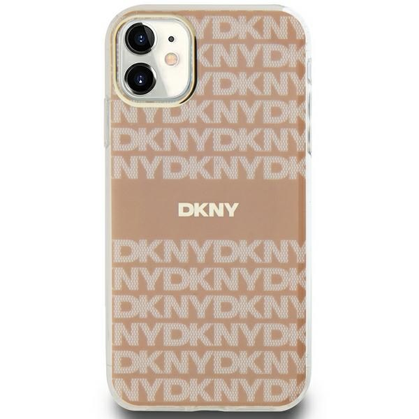 DKNY dėklas iPhone 11 / Xr IML Mono & Stripe MagSafe, rožinis