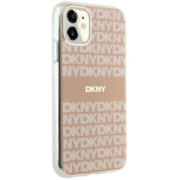 DKNY dėklas iPhone 11 / Xr IML Mono & Stripe MagSafe, rožinis