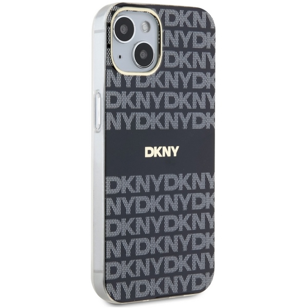 DKNY IML Mono & Stripe MagSafe dėklas iPhone 15 / 14 / 13, juodas