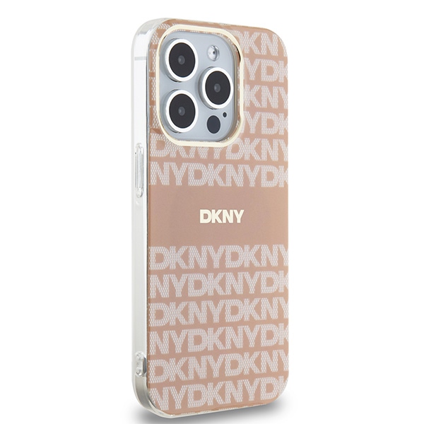 DKNY IML Mono & Stripe MagSafe dėklas iPhone 13 / 13 Pro, rožinis