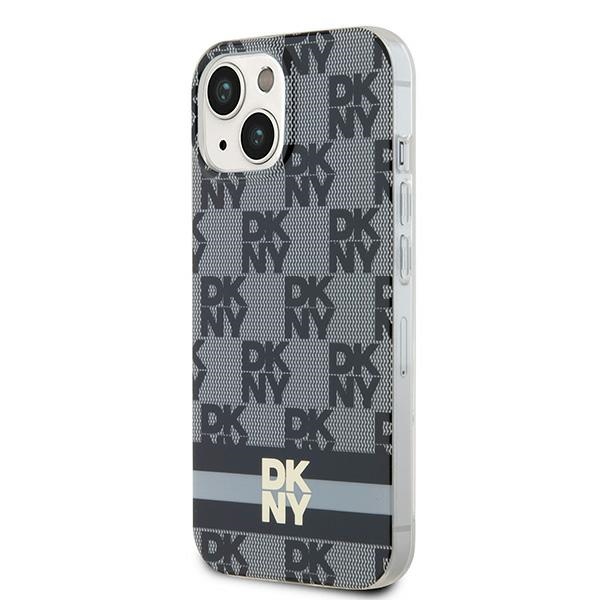 DKNY dėklas iPhone 15 / 14 / 13 IML Checkered Mono Pattern MagSafe, juodas