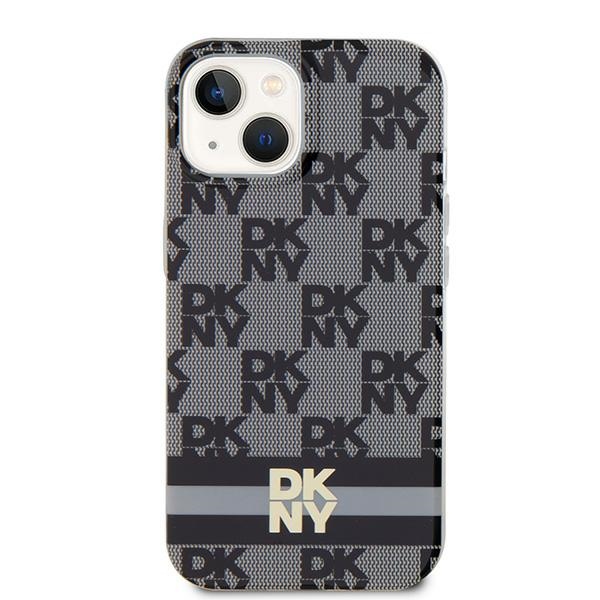 DKNY dėklas iPhone 15 / 14 / 13 IML Checkered Mono Pattern MagSafe, juodas