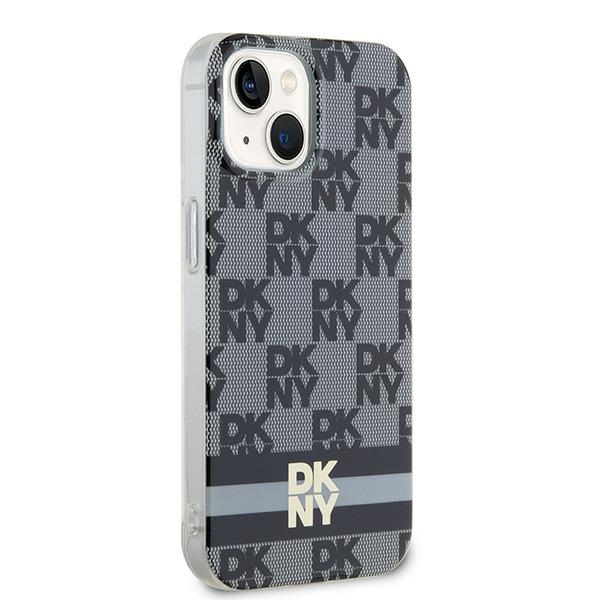 DKNY dėklas iPhone 15 / 14 / 13 IML Checkered Mono Pattern MagSafe, juodas