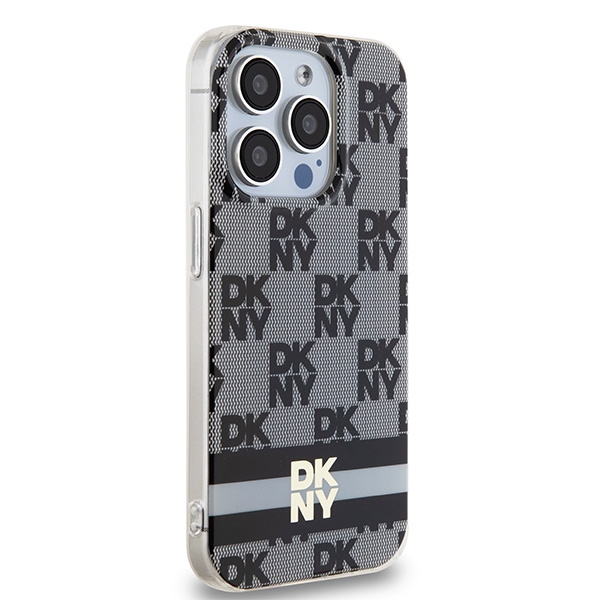 DKNY dėklas iPhone 14 Pro Max telefonui IML Checkered Mono MagSafe, juodas