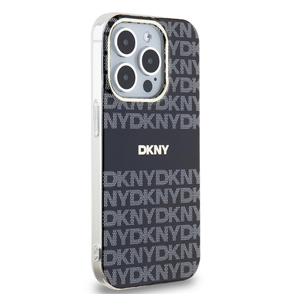 DKNY dėklas iPhone 13 / 13 Pro IML Mono & Stripe MagSafe, juodas