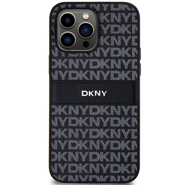 DKNY Mono Stripe & Metal Logo dėklas, skirtas iPhone 14 Pro, juodas