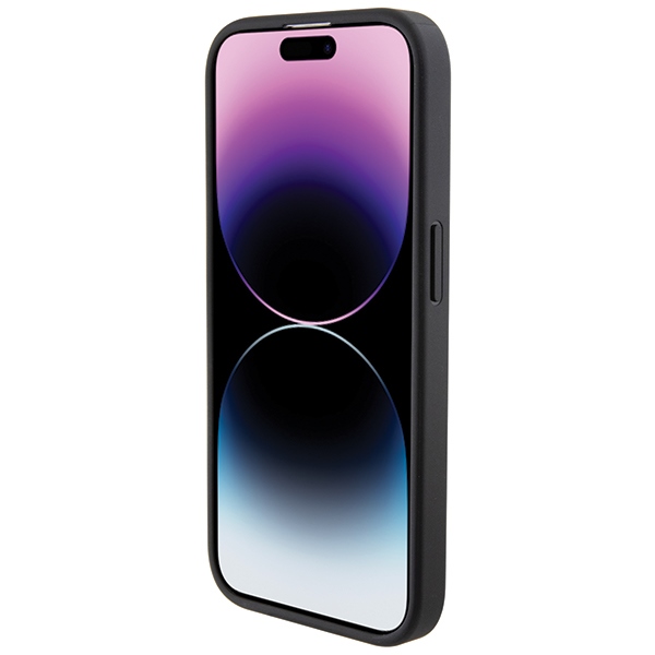 BMW dėklas iPhone 15 Pro telefonui Stamped Tricolor Stripe, juodas