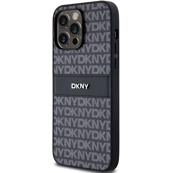DKNY Mono Stripe & Metal Logo dėklas, skirtas iPhone 14 Pro Max, juodas
