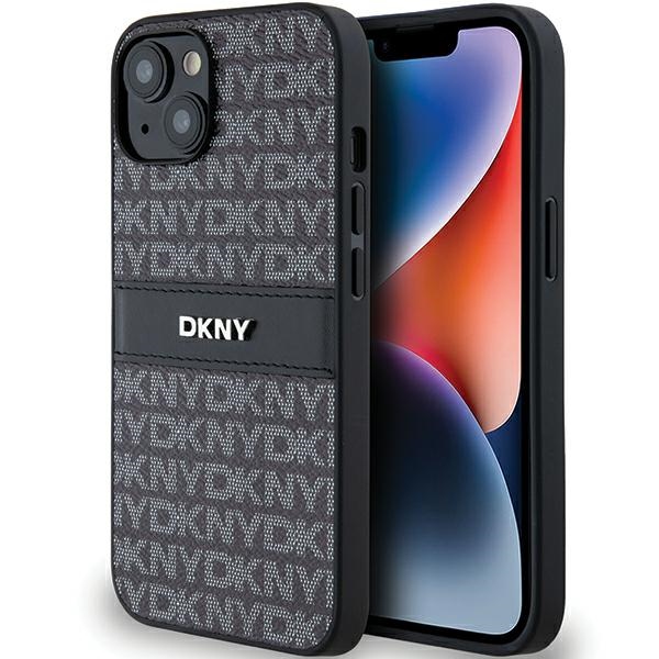 DKNY Mono Stripe & Metal Logo dėklas, skirtas iPhone 15 / 14 / 13, juodas