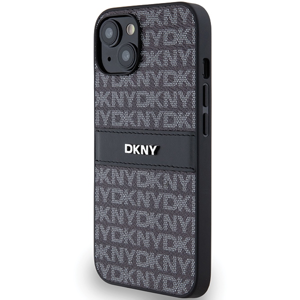 DKNY Mono Stripe & Metal Logo dėklas, skirtas iPhone 15 / 14 / 13, juodas